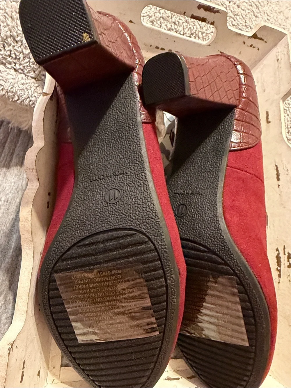 Women's Red Mary Jane Heels with Ankle Strap size 11